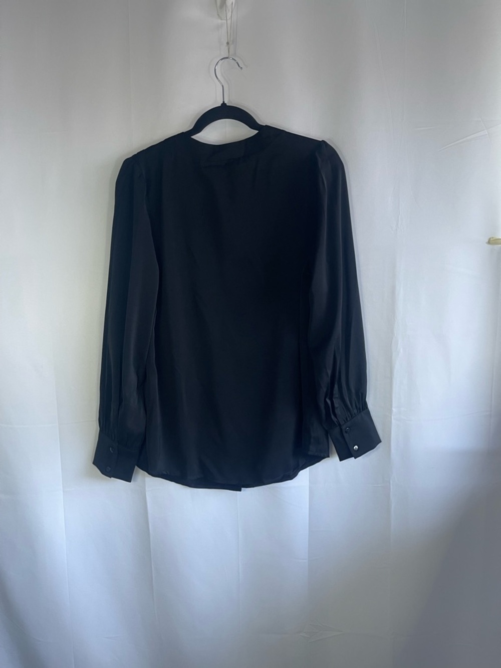 Women's Black V-Neck Button Blouse - Picture 4 of 4